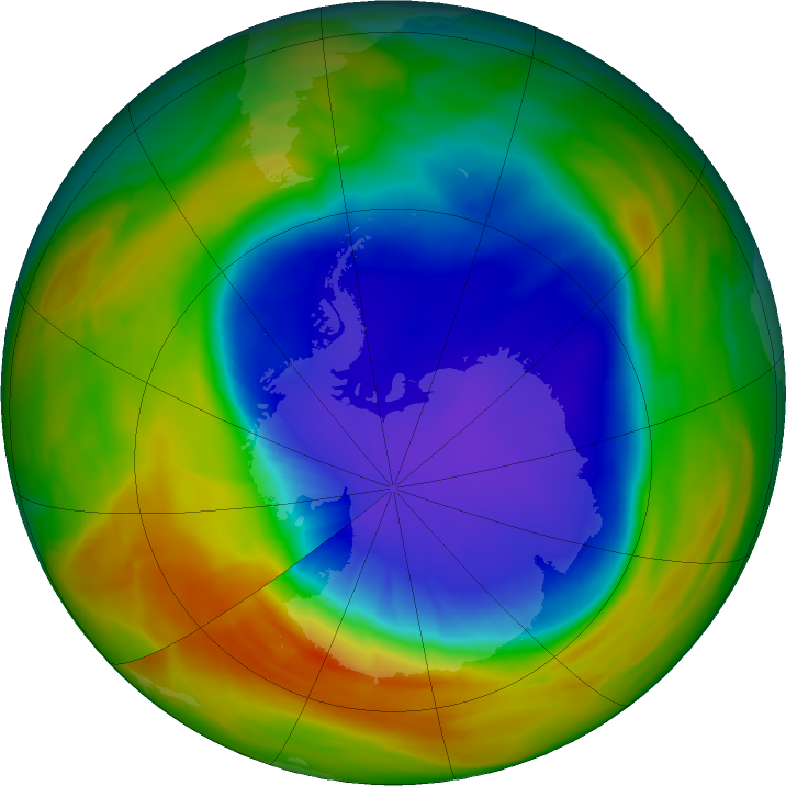 Antarctic ozone map for 02 October 2017